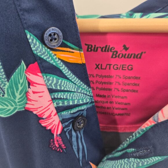 Birdie Bound Blue Tropical Golfing Polo Size XL - Picture 7 of 10